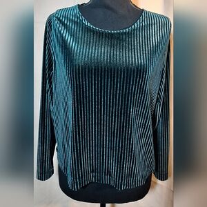 Striped Velvet Long Sleeve Top